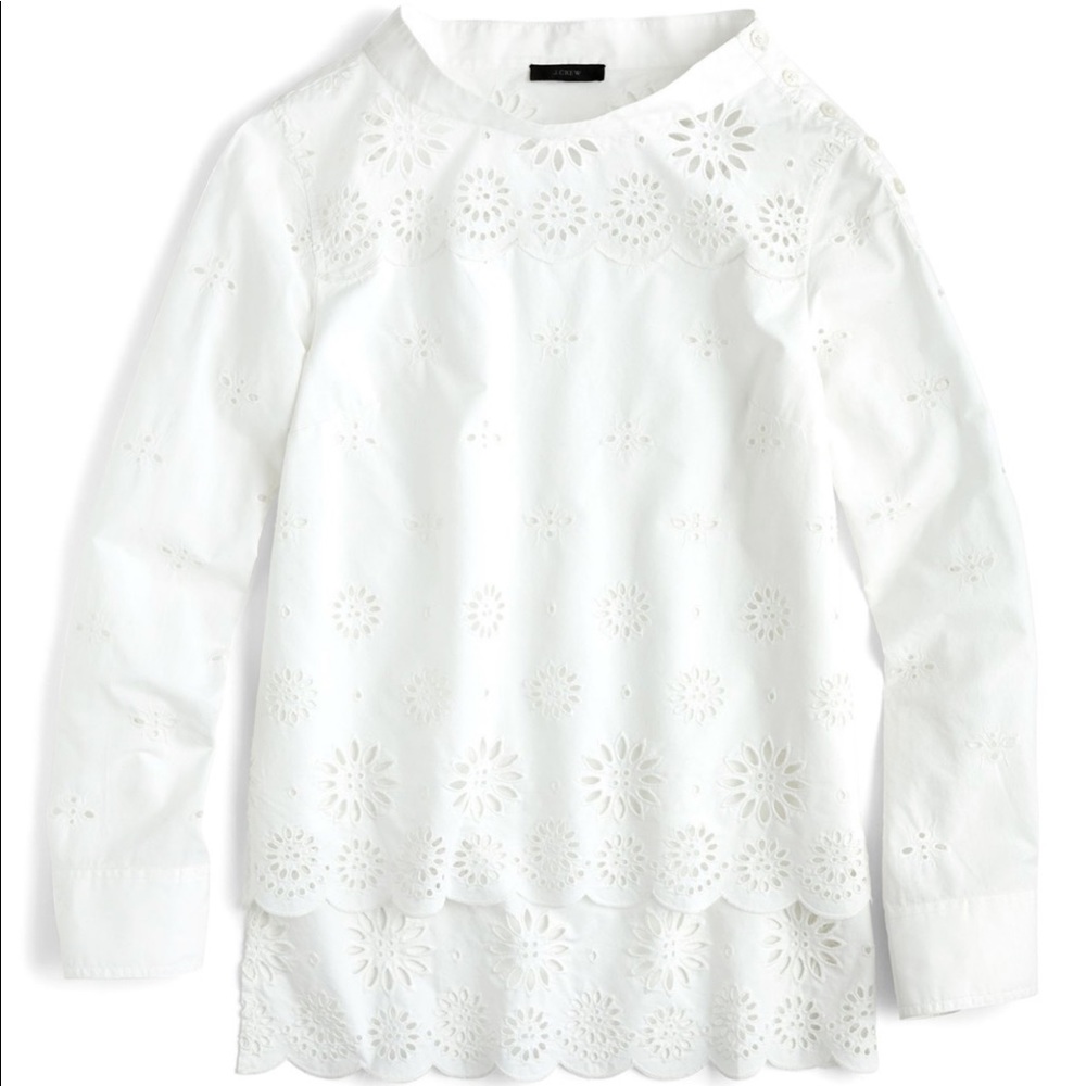 J. Crew funnel neck eyelet shirt with buttons - Picture 6 of 8